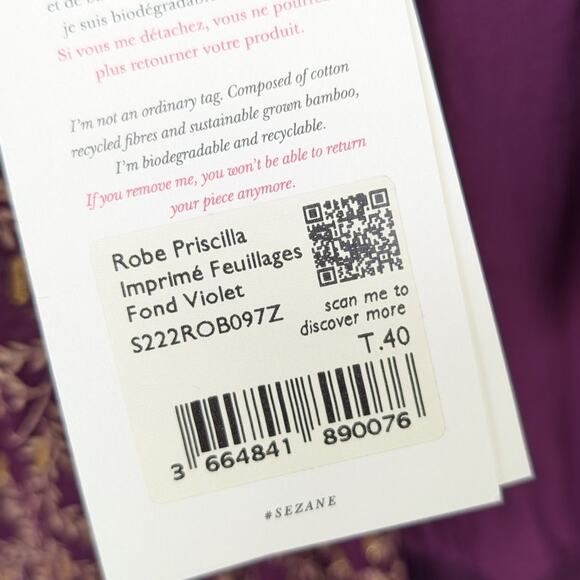 NWT Sézane Purple Robe Priscilla Floral Backless Midi Maxi Dress, size 40/L - Picture 6 of 11